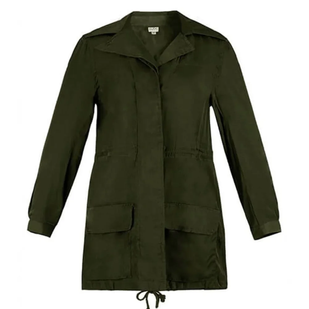 CUBIC Cargo Jacket Lightweight Fabric in Military Green Size Medium US 6 NWT - Picture 2 of 9